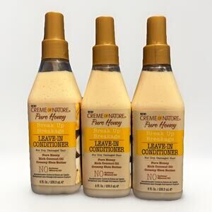 Creme of Nature Pure Honey Break Up Breakage Leave-In Conditioner 8oz Lot 3